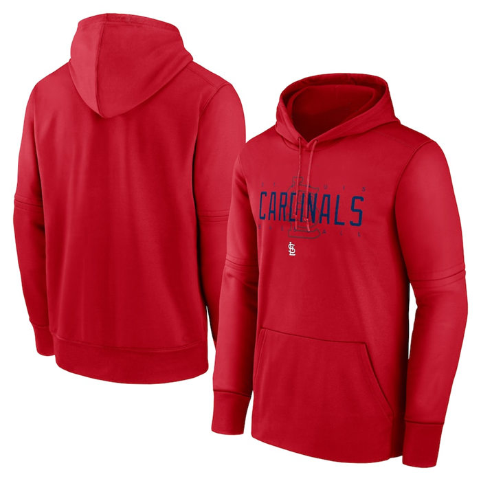 Men's St. Louis Cardinals Red Pregame Performance Pullover Hoodie - Click Image to Close